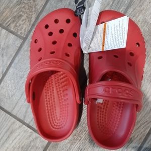 Red Crocks, size 7W/5M